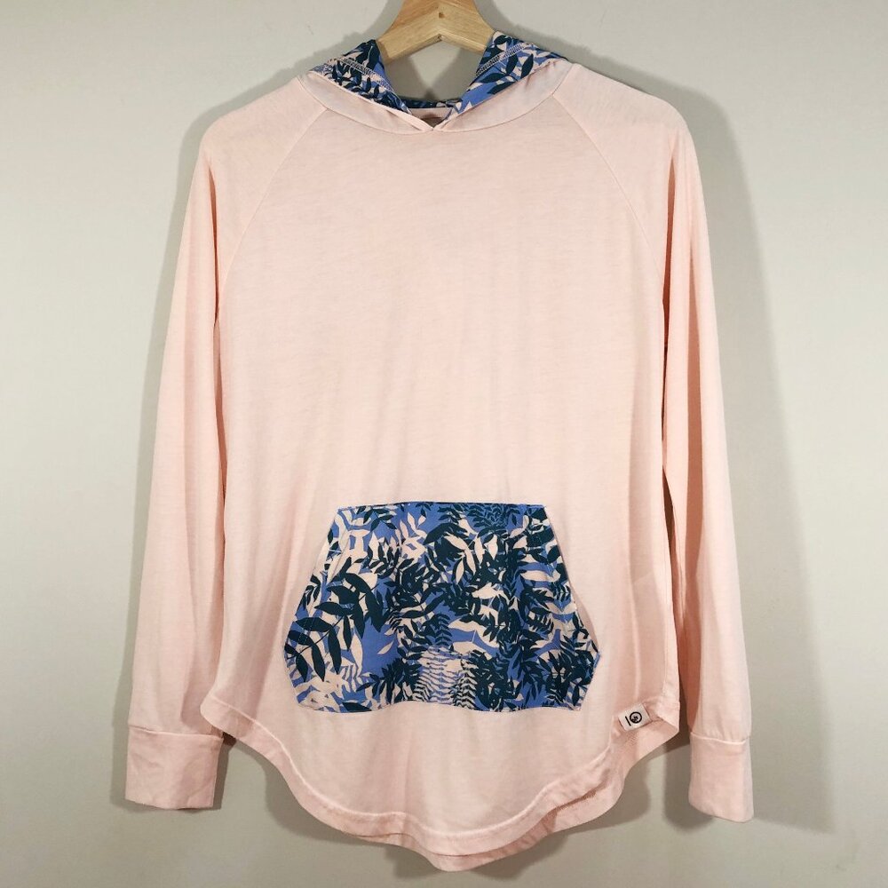 EUC TENTREE Tropical Print Oversized Sustainable Cotton Blend Pink Hoodie S